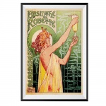 Múltiplo retrô emoldurado e com paspatur "Abisinthe Robette". Medidas 50x70 cm.