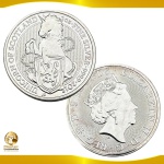Moeda do Reino Unido  - 5 Libras 2018 - Prata 0.999 - 2 Oz - 62.20g - 38.6mm x 5.5mm - Proof - Comemorativa - As bestas da Rainha - Unicórnio da Escócia - Na capsula