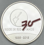 Medalha do Brasil - Prata 0.925 - 27.0g - 40.0mm - Rock In Rio 30 Anos - Proof - Rara - Apenas 1470 Unidades cunhadas na época - Na Cápsula