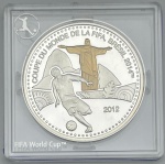 Moeda de Togo - 1000 Francos 2012  Prata 0.925 - 20.0g - 38.6mm - Proof - Seletivamente Colorida - Coleção Copa do Mundo FIFA Brasil 2014 - Na capsula Original de Acrilico - Rara - Emissão 25.000 unidades