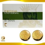 Moeda de Portugal - 1/4 de EURO 2008 - Ouro 0.999 - 1.56g / 14.0mm - Proof - Rei D. Dinis - Série Portugal Universal - Cartela original da Casa da Moeda de Portugal