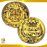 Moeda de Portugal - 400 Reis 1734 - Ouro 0.917 - 1.0g - 14.0mm - Rei João V - Excelente estado de Conservação - Rara - Catalogo marca 221 Euros
