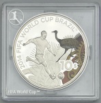 Moeda das Ilhas Salomão - 10 Dolares 2012 - Prata 0.925 - 20.0g - 38.6mm - Proof - Colorida - Coleção Copa do Mundo FIFA Brasil 2014 - Na capsula Original de Acrilico - Rara - Emissão 10.000 unidades