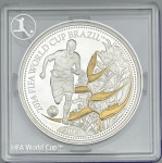 Moeda de Samoa - 5 Dolares 2013 - Prata 0.925 - 20.0g - 40.0mm - Proof  - Seletivamente Colorida - Coleção Copa do Mundo FIFA Brasil 2014 - Na capsula Original de Acrilico - Rara - Emissão 10.000 unidades
