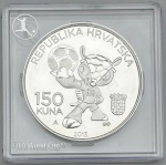 Moeda Da Croácia - 150 Kuna 2103 - Prata 0.925 - 24.0g - 37.0mm - Proof  - Coleção Copa do Mundo FIFA Brasil 2014 - Na capsula Original de Acrilico - Rara - Emissão 10.000 unidades