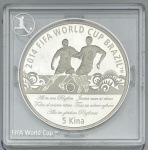 Moeda de Papua Nova Guiné - 5 Kina 2013 - Prata 0.925 - 20.0g - 38.6mm - Proof - Coleção Copa do Mundo FIFA Brasil 2014 - Na capsula Original de Acrilico - Rara - Emissão 10.000 unidades