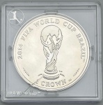 Moeda da Ilha de Man - Prata 0.925 - 20.0g - 38.6mm - Proof - Coleção Copa do Mundo FIFA Brasil 2014 - Na capsula Original de Acrilico - Rara - Emissão 10.000 unidades