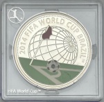 Moeda da Bielorrussia - 10 Rublos  2013 - Prata 0.925 - 20.0g - 38.6mm - Proof - Seletivamente Colorida - Coleção Copa do Mundo FIFA Brasil 2014 - Na capsula Original de Acrilico - Rara - Emissão 10.000 unidades