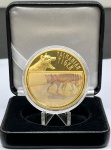 Moeda de Niuê - 1 Dollar 2011 - Dourada - 38.0g - 40.0mm - BU ( Brilhante Uncirculated) - Holográfica / Tigre da Tansmania - Moeda fantastica em que o Tigue muda de imagem varias vezes - Na Capsula com Estojod e Luxo