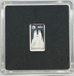 Moeda das Ilhas Salomão - Half Dollar 2014 - Prata 0.999 - 2.5g - 18.7mm x 10.5mm - Proof - Monumentos do Mundo - Barcelona - Apenas 10.000 unidades na Capsula Original