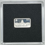 Moeda das Ilhas Salomão - Half Dollar 2015 - Prata 0.999 - 2.5g - 18.7mm x 10.5mm - Proof - Monumentos do Mundo - Washington- Apenas 10.000 unidades na Capsula Original