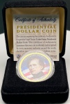 Estados Unidos - Estojo com a Moeda Fantasia de 1 Dollar Colorida da Série Presidentes - 14º Presidente - Franklin Pierce - Com certificado da The Merrick Mint