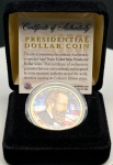Estados Unidos - Estojo com a Moeda Fantasia de 1 Dollar Colorida da Série Presidentes - 19º Presidente - Rutherford Hayes - Com certificado da The Merrick Mint