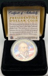 Estados Unidos - Estojo com a Moeda Fantasia de 1 Dollar Colorida da Série Presidentes - 20º Presidente - James Garfield - Com certificado da The Merrick Mint