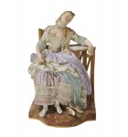 Figura em porcelana de meissen representando Louise dormindo, modelo E58 criado por Michel Victor Acier em 1774, século XIX, 18,5 cm