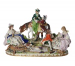 Grande grupo em porcelana de Saxes, 32x40 cm