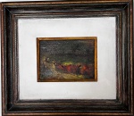 ARLINDO MESQUITA - Grande e belo quadro óleo sobre tela, assinado e datado, elegante moldura, assinado no CID, representando "Violeiro". Medida 43 x 49