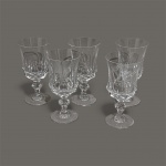 5 TACAS  DE ÁGUA  STRAUSS CRISTAL LAPIDADO COM GRAVAÇÃO medindo  13 de altura