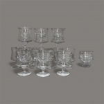 Conjunto de 10 taças com monograma E.C para coquetel de camarão. Sendo uma com bicado Alt. 13 cm.