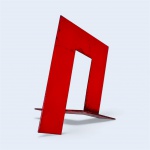 ESCULTURA EM FERRO PINTADO NA COR AMARELA ASSINADA F,W MEDINDO 35 CM DE ALTURA ,24 DE LARGURA E 28