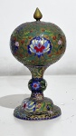 Vaso de urna chinês vintage Cloisonne floral multicolorido Medindo