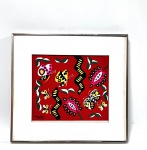 Kennedy Bahia - Gravura Colorida, assinada, representando Abelhas e Borboletas, medindo 38 cm por 44 cm.