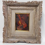 E. DI CAVALCANTI ATRIBUIDO , - oleo sobre tela - 25 X 20 cm  COM MOLDURA 52 X 48