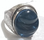 ANEL DE PRATA  BURLE MAX COM PEDRA AZUL CONTRASTADA 950 MLS  ARO 17