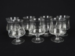 Conjunto de 7 taças para coquitel de camarão em demi cristal translucido e liso. ausência dos bolws superior. 13x9,5 cm