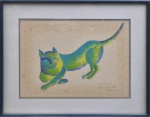 O Gato - gravura - assinada e datada CID - Alayde, 1997 - com dedicatória - Obs.: Apresenta marcas de mofo, necessita higienização no estad. (CM 47X59) (SM 30X44)