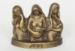 Ciclo da Vida - Belíssima e delicada escultura em bronze fundido, assinatura não identificada (7x4)