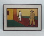 G. FRANCO - "Duas figuras" óleo sobre tela, 35 x 56cm. Assinado e datado 1979. Moldura 47 x 70cm.