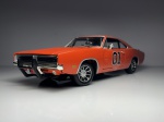 1969 Charger General Lee Laranja - American Muscle Escala 1/18 miniatura em metal diecast. Possui ca