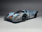 Porsche 917K Winner 1970 Daytona Kinnunen/Rodriguez Azul Claro e Laranja #2 Finish Line - Autoart