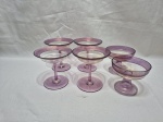 Lote de 6 taças abertas em demicristal roxo furtacor. Medindo aberta 11cm x 11cm, sobremesa 10cm x 9cm.