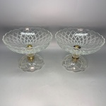 DEMI CRISTAL - Par de fruteiras em demi cristal lapidadas. Med. 18x25 cm.