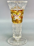 DEMI CRISTAL - Belo vaso floreira em cristal, decorado com flores em relevo. Med. 13 cm.