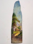 QUADRO - Pintura em casca de árvore. Med. 84x24 cm.