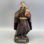 ARTE SACRA - Antiguíssimo Santo Antônio em madeira. Alt. 22 cm.