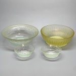 DEMI CRISTAL - Lote de 2 saladeiras e 2 potinhos para servir. Med. 7,5x20 cm e 7,5x22 cm e 4x11 cm.