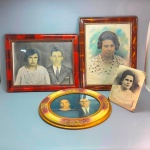 COLECIONISMO - Lote de 4 antigos retratos emoldurados e envidraçados. Med. 48x38 cm e 22x17 cm.