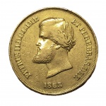 Moeda de Ouro do Brasil - 10000 Réis - 1863 - 8,96g - (.917) - Data Rara - Catalogo 651 - MBC