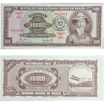 C127 Cédula Santos Dumont 10.000 Cruzeiros com carimbo de 10 Cruzeiros Novos Sob/Mbc