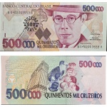 C237 Cédula 500.000 Cruzeiros Mbc/Sob