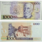 C202 Cédula 10.000 Cruzados com carimbo de 10 Cruzados Novos Sob