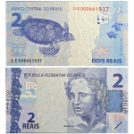 C335 Cédula 2 Reais DE Meirelles e Tombini 2016. Real 2ª Família