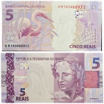 C340 Cédula 5 Reais AH Mantega e Tombini 2013. Real 2ª Família