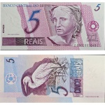 C280 Cédula 5 Reais DC 0001, Mantega e Tombini 2009. Primeira de Série. 1ª Família do Real