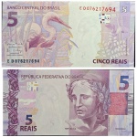 C343 Cédula 5 Reais ED Meirelles e Goldfajn 2017. Real 2ª Família