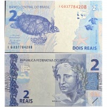 C339 Cédula 2 Reais IG Guedes e Campos Neto 2021. Real 2ª Família